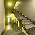 Фото перила подъезда многоквартирного дома зеленые пс-014 от ПерфоГрад